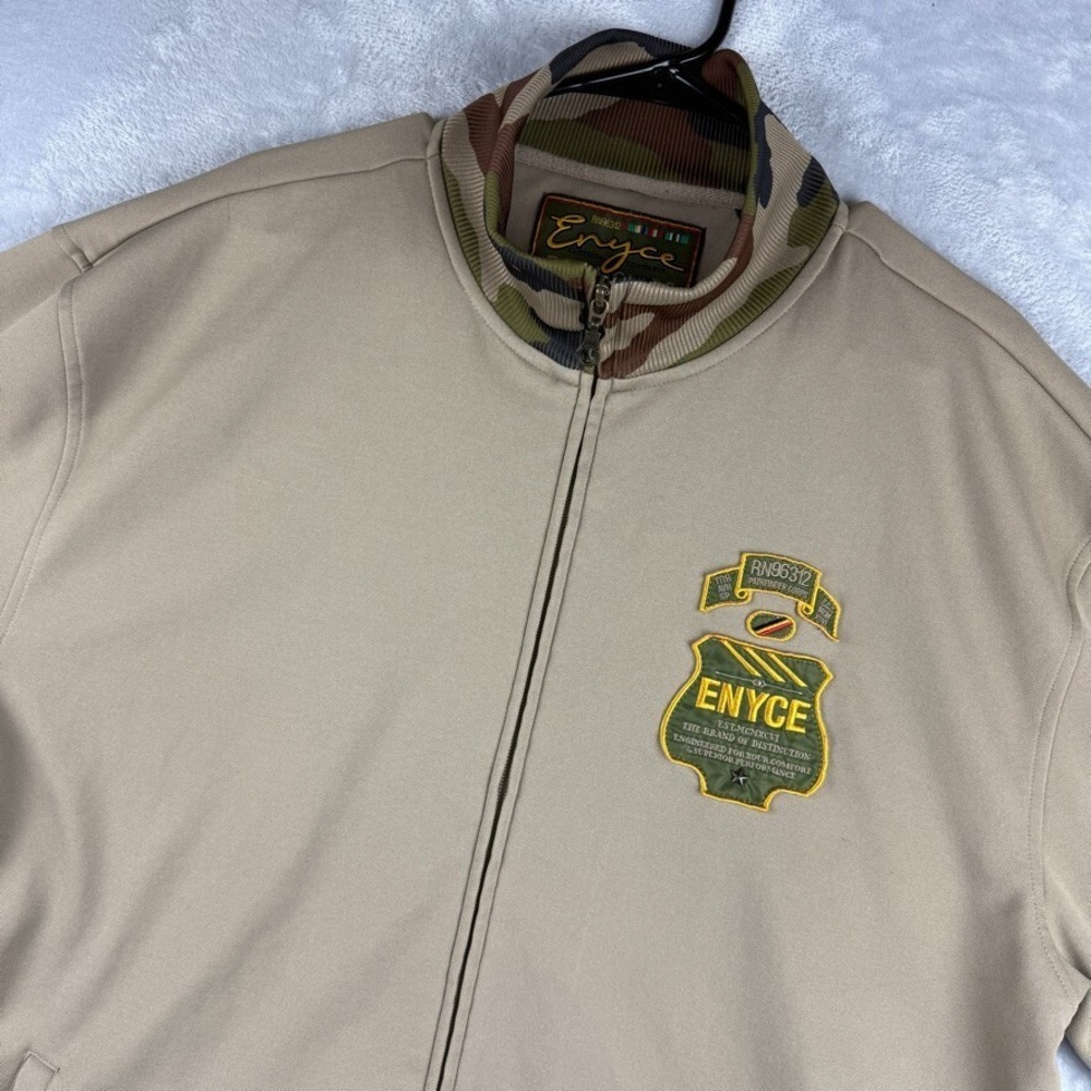 Enyce Track Jacket Mens XL Beige Camo Hip Hop Streetwear Full Zip Pockets